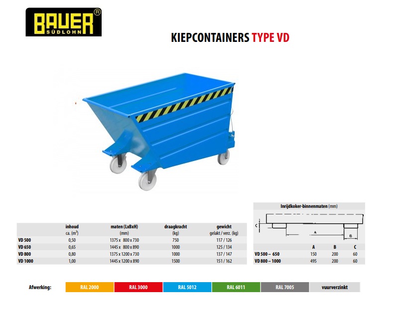 Kiepcontainer VD 500 Ral 5012