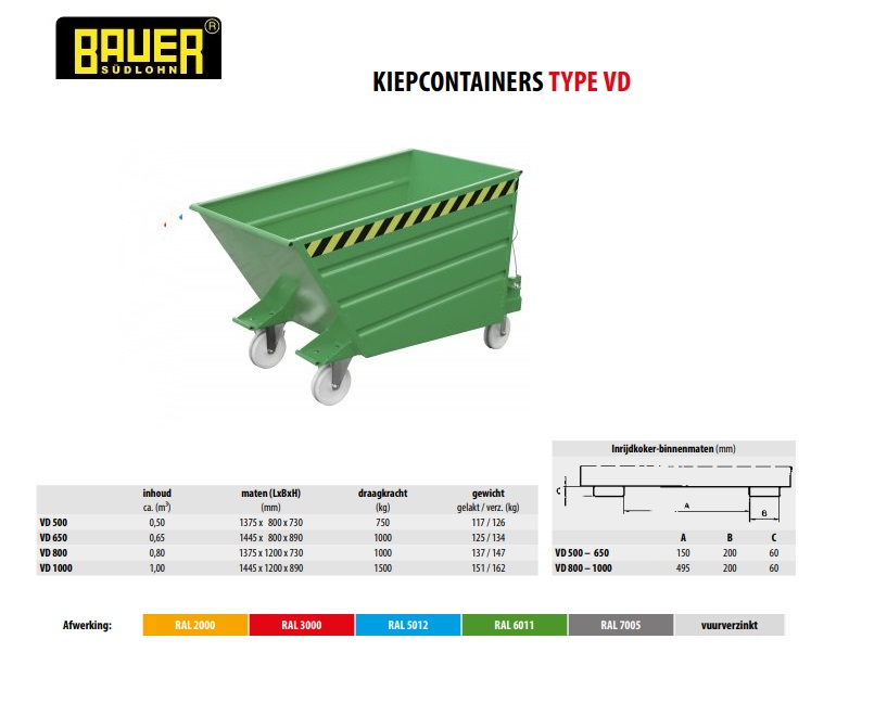 Kiepcontainer VD 500 Ral 6011