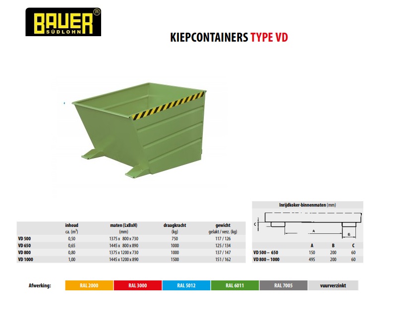 Kiepcontainer VD 650 Ral 2000 | DKMTools - DKM Tools