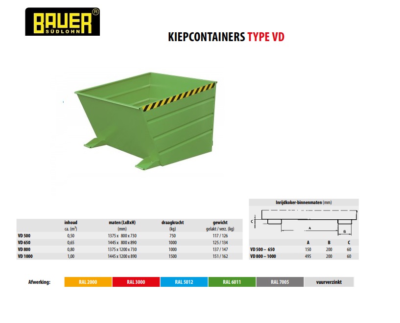 Kiepcontainer VD 1000 Ral 6011