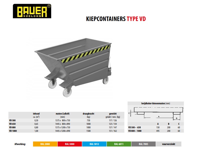 Kiepcontainer VD 500 Ral 7005