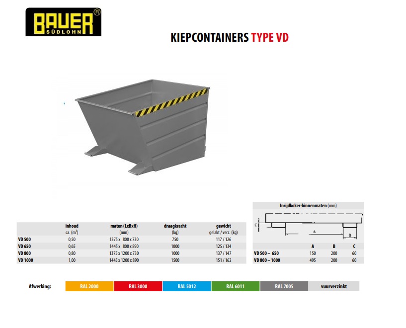 Kiepcontainer VD 650 Ral 7005