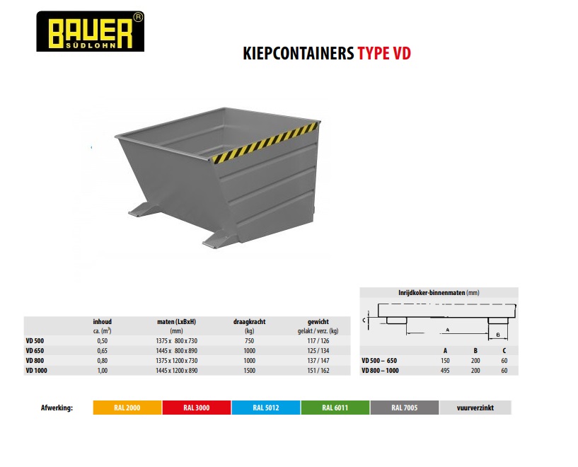 Kiepcontainer VD 1000 Ral 7005