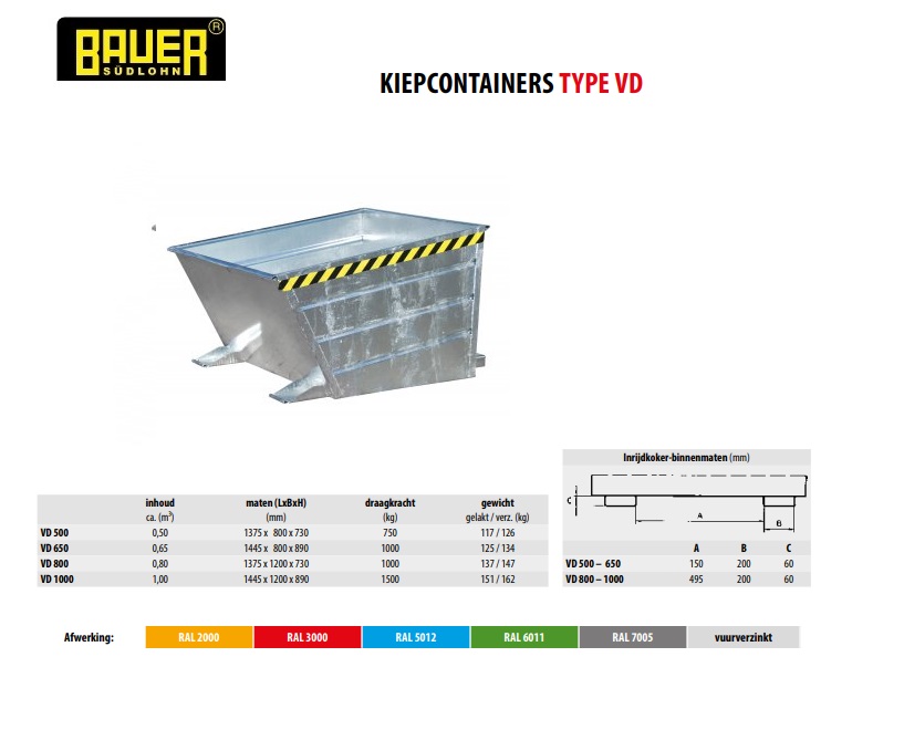 Kiepcontainer VD 500 vuurverzink
