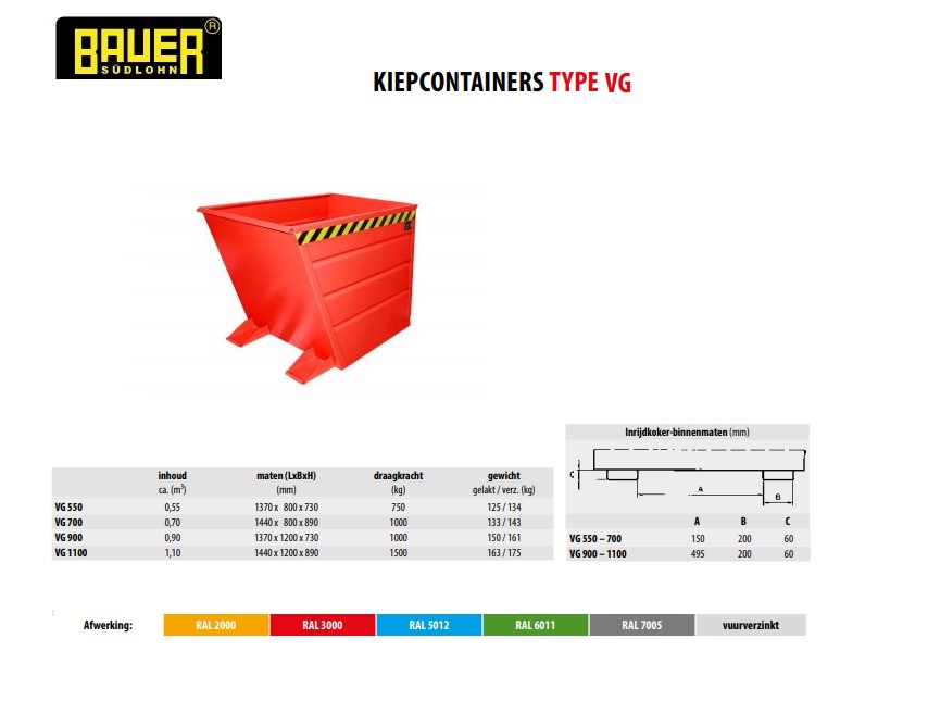 Kiepcontainer VG 550 Ral 3000