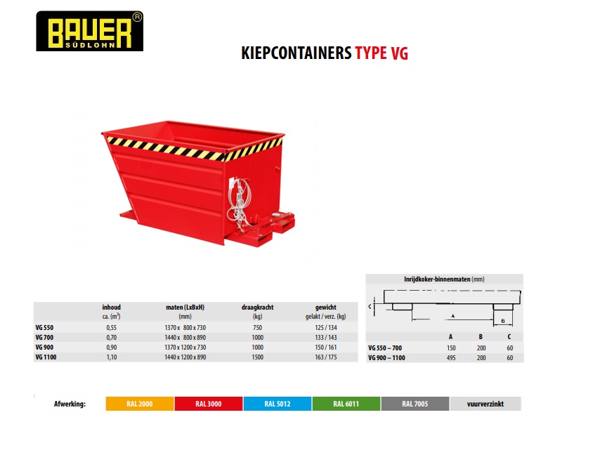 Kiepcontainer VG 900 Ral 3000