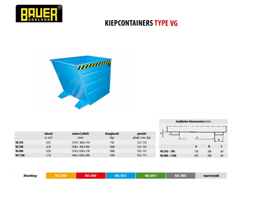 Kiepcontainer VG 550 Ral 5012