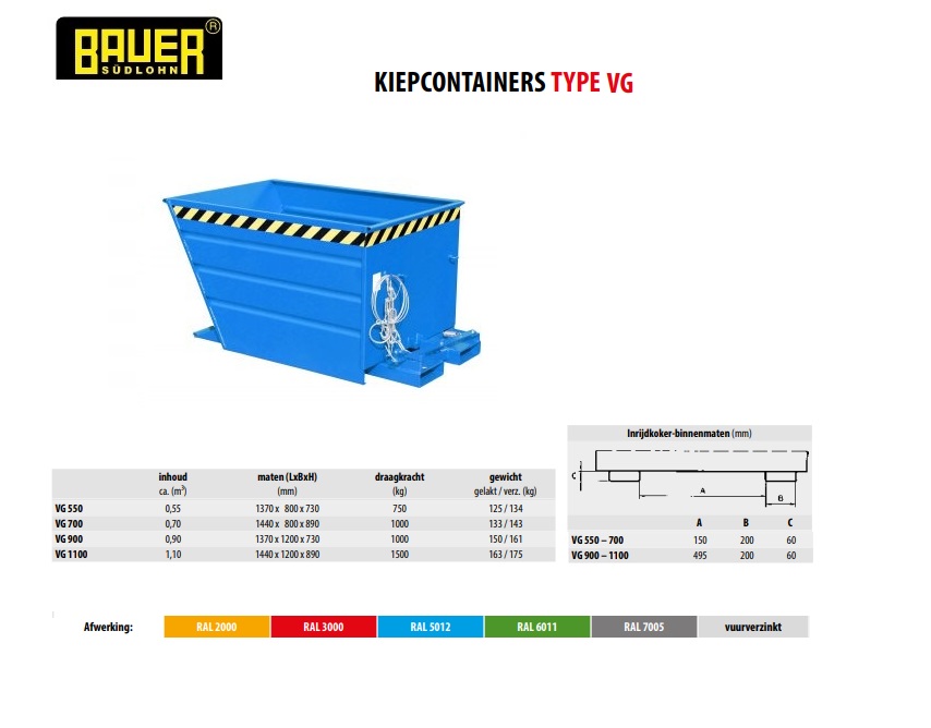 Kiepcontainer VG 900 Ral 5012