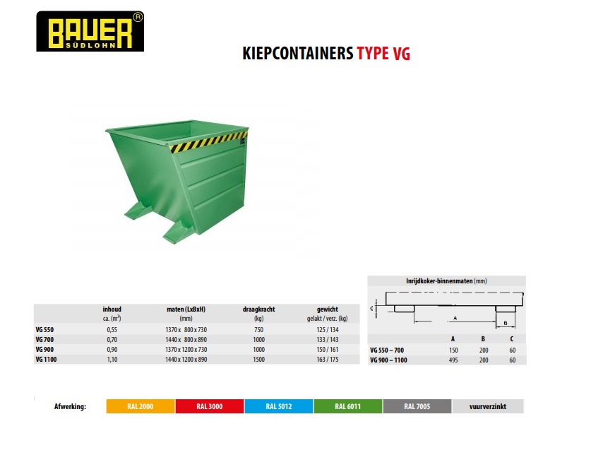 Kiepcontainer VG 550 Ral 6011