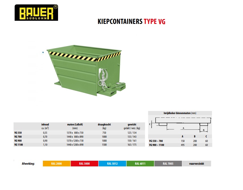Kiepcontainer VG 900 Ral 6011
