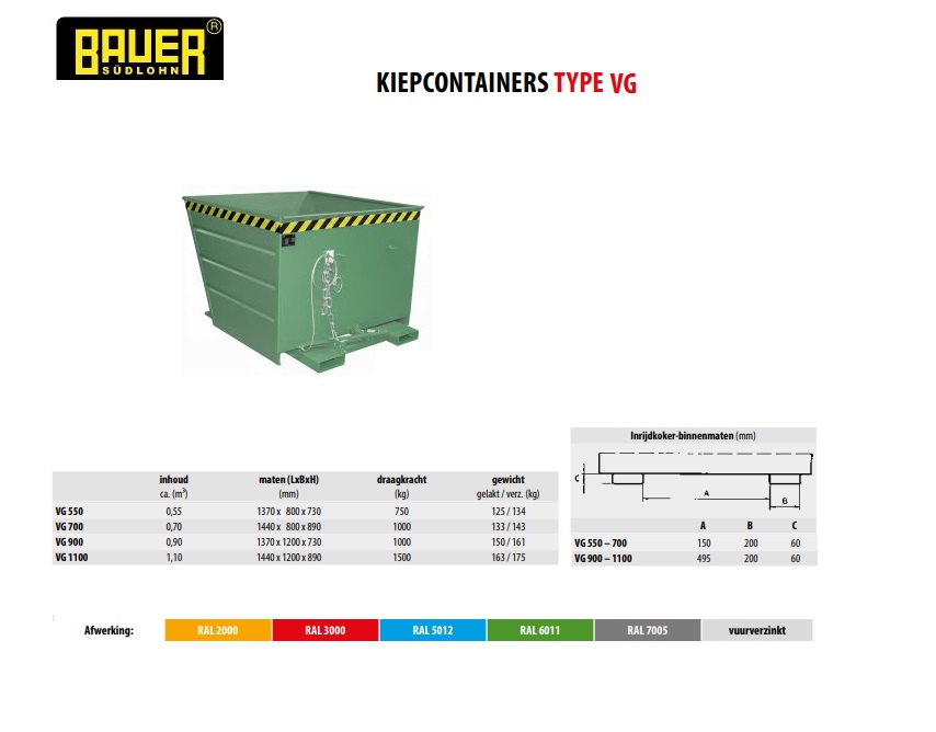 Kiepcontainer VG 1100 Ral 6011