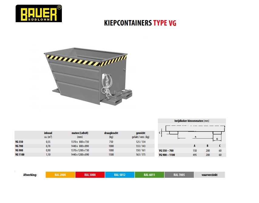 Kiepcontainer VG 900 Ral 7005