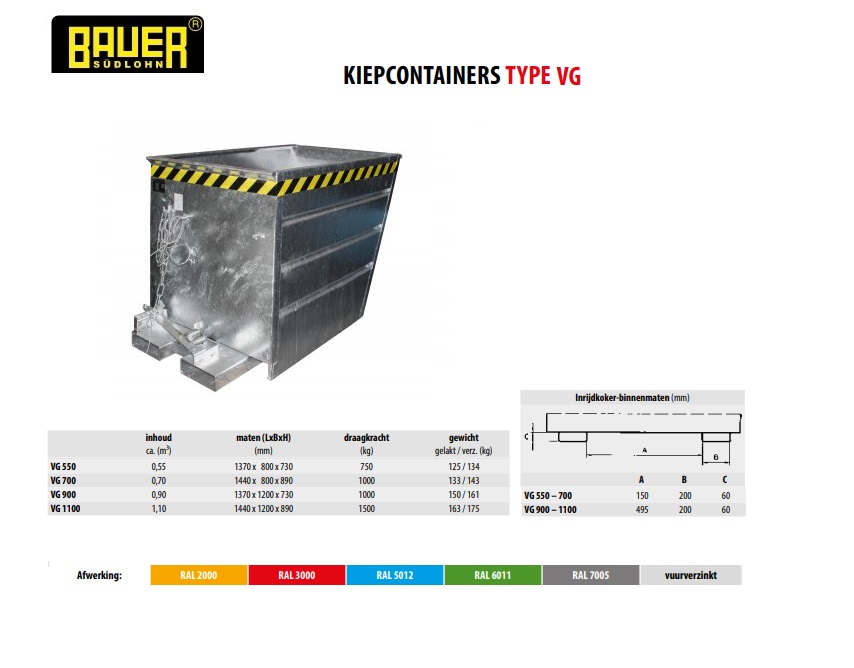Kiepcontainer VG 550 vuurverzink