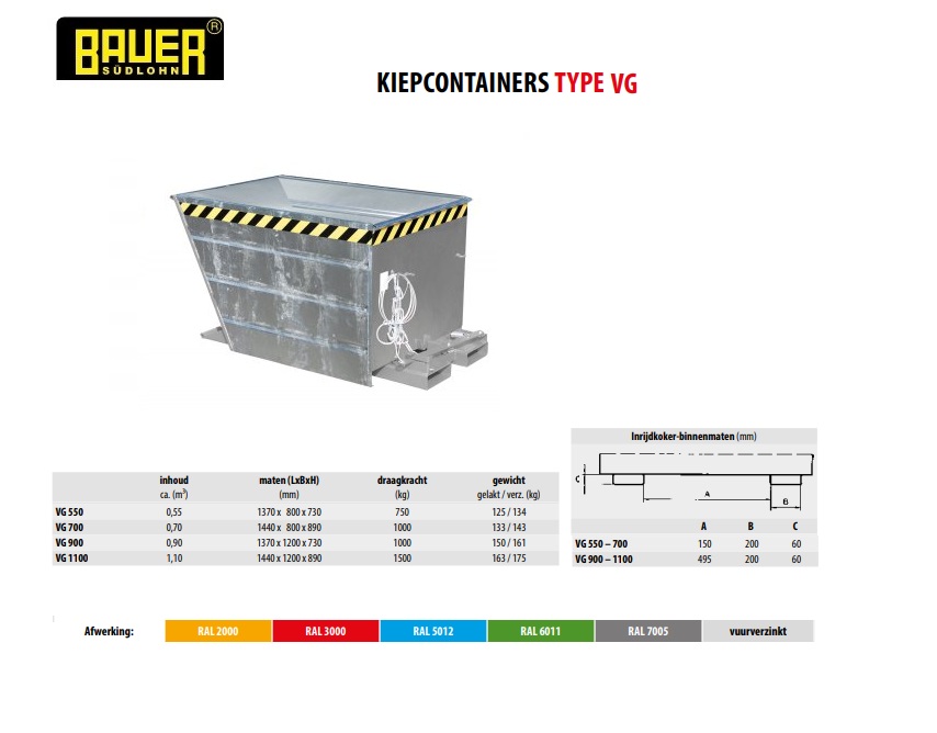 Kiepcontainer VG 900 vuurverzink