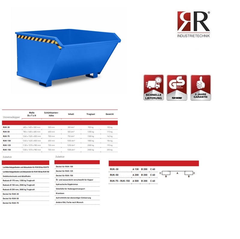 Universele Kiepcontainer RUK-100 verzinkt | DKMTools - DKM Tools