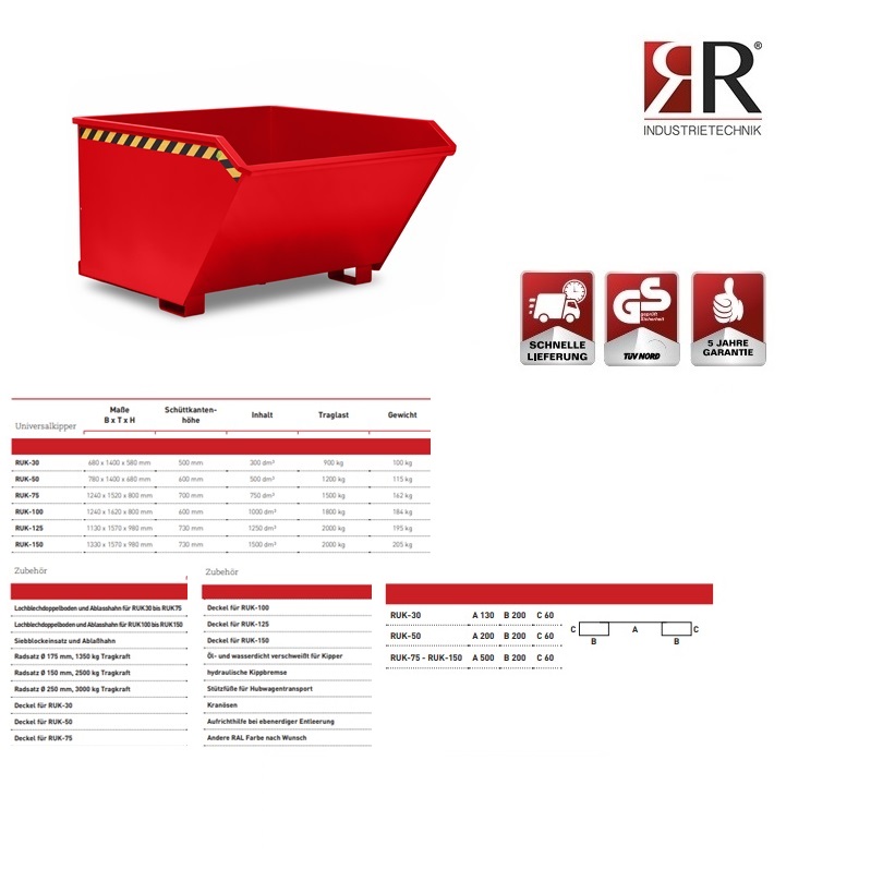 Universele Kiepcontainer RUK-125 RAL 6011 | DKMTools - DKM Tools