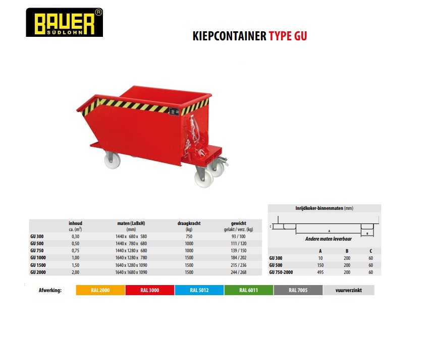 Kiepcontainer GU 300 Ral 3000