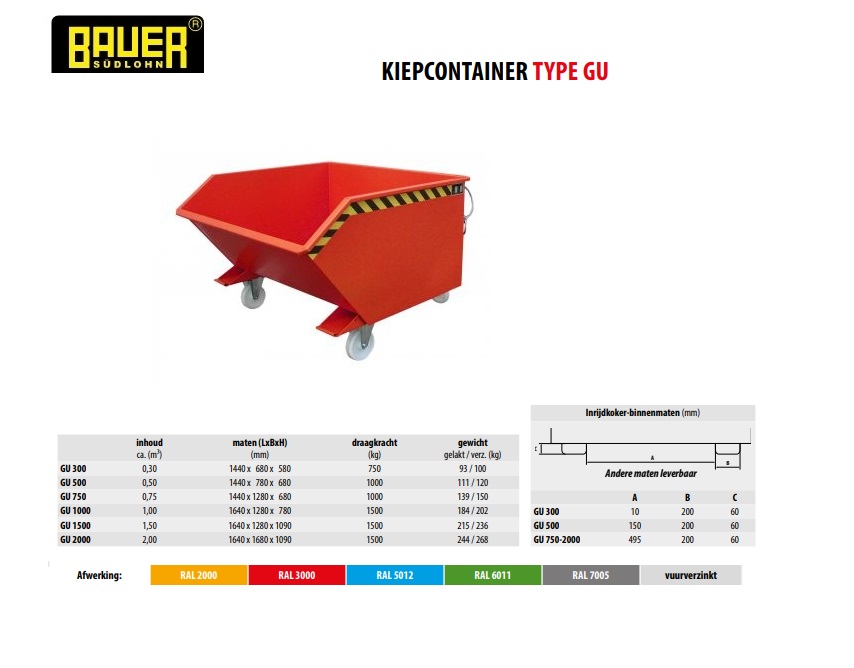 Kiepcontainer GU 750 Ral 3000