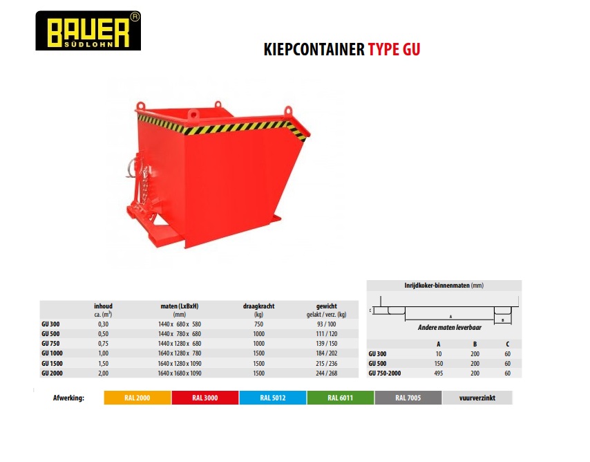 Kiepcontainer GU 1500 Ral 3000