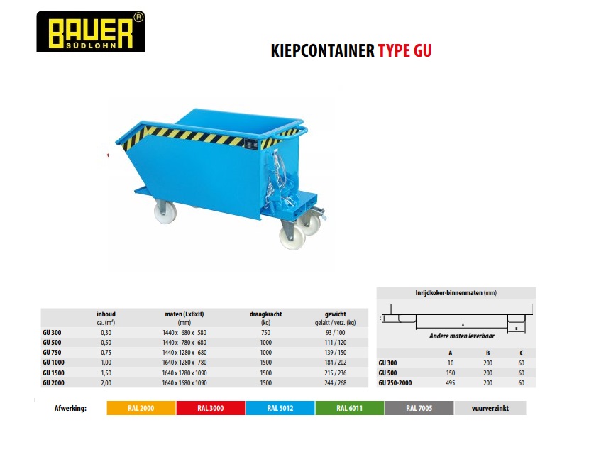 Kiepcontainer GU 300 Ral 5012