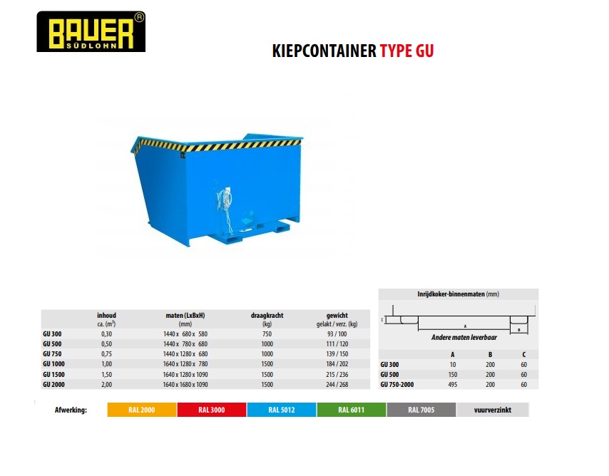 Kiepcontainer GU 2000 vuurverzink | DKMTools - DKM Tools