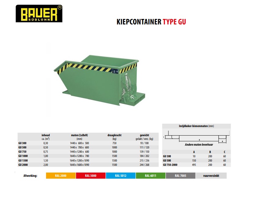 Kiepcontainer GU 300 Ral 7005 | DKMTools - DKM Tools