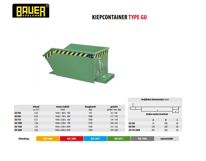 Kiepcontainer GU 300 Ral 5012 | DKMTools - DKM Tools