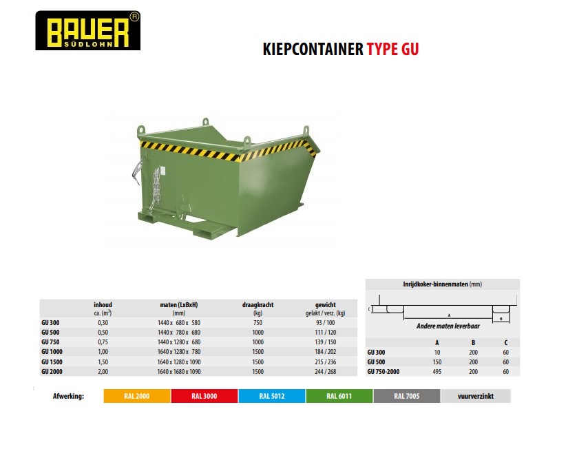 Kiepcontainer GU 1000 Ral 6011