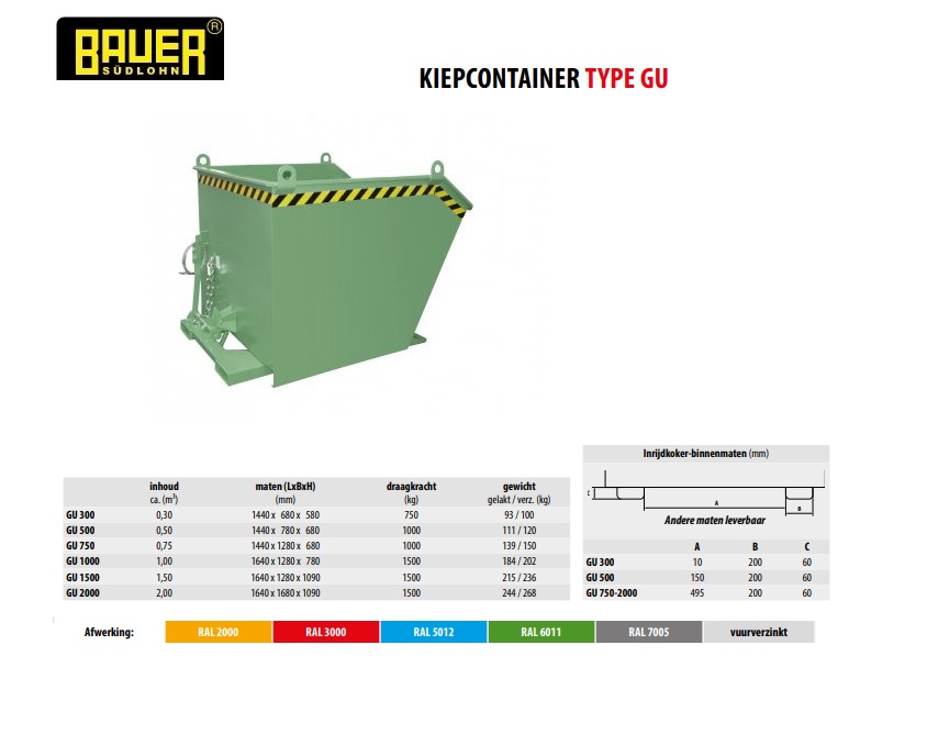 Kiepcontainer GU 1500 Ral 5012 | DKMTools - DKM Tools