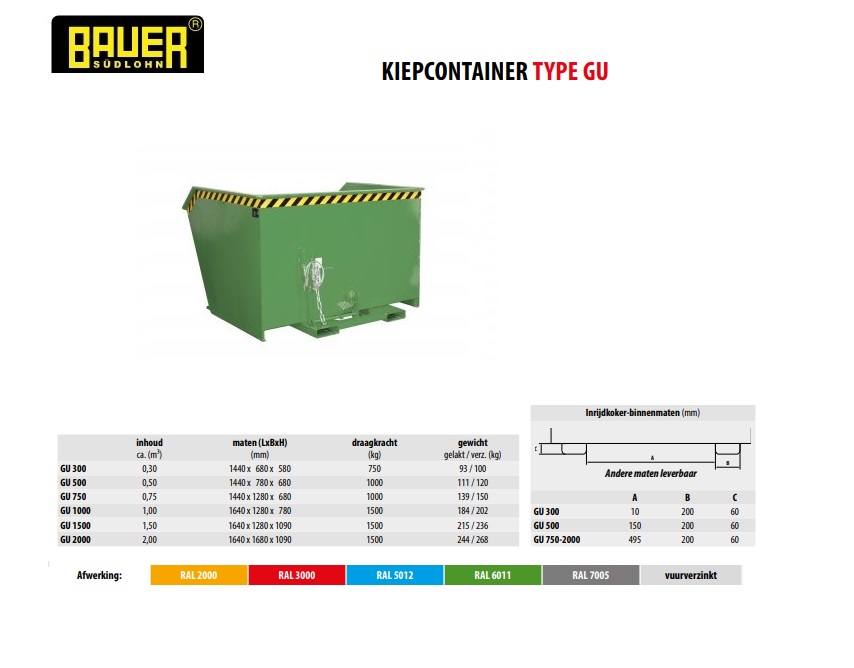Kiepcontainer GU 2000 Ral 5012 | DKMTools - DKM Tools