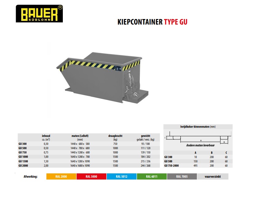 Kiepcontainer GU 500 Ral 3000 | DKMTools - DKM Tools