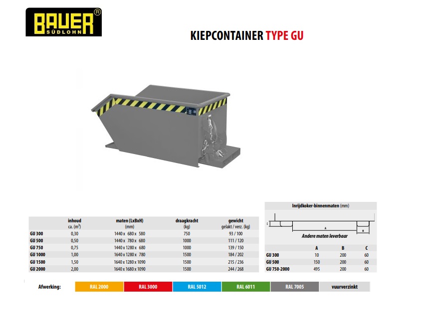 Kiepcontainer GU 300 Ral 3000 | DKMTools - DKM Tools