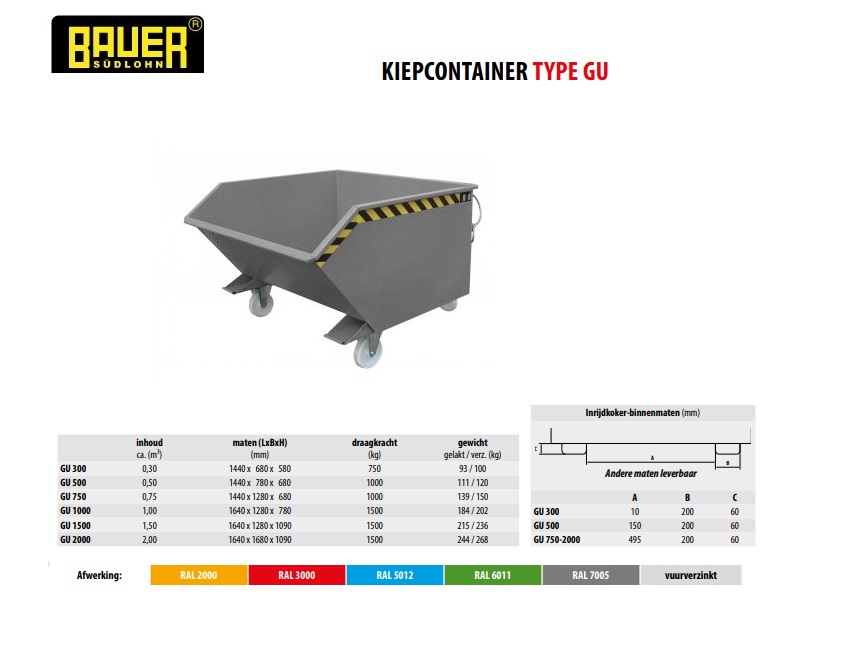Kiepcontainer GU 750 Ral 3000 | DKMTools - DKM Tools