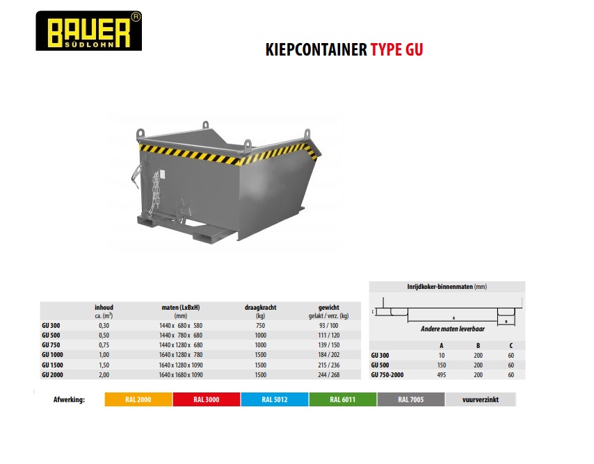 Kiepcontainer GU 1000 Ral 5012 | DKMTools - DKM Tools