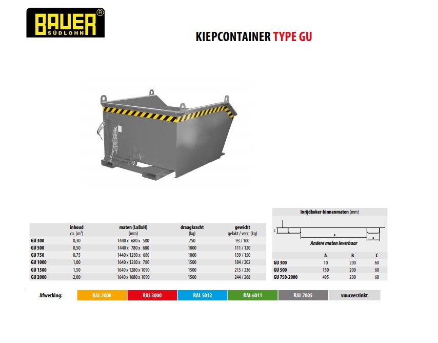 Kiepcontainer GU 1000 Ral 7005