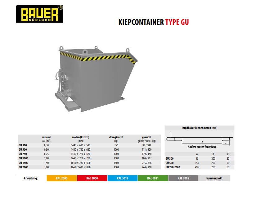 Kiepcontainer GU 1500 Ral 3000 | DKMTools - DKM Tools