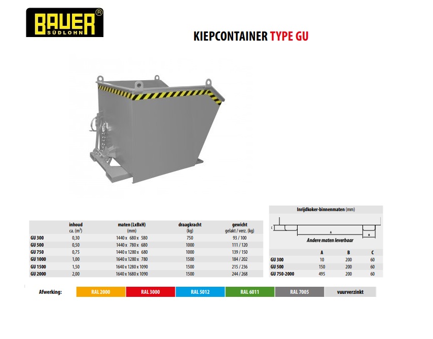 Kiepcontainer GU 1500 Ral 7005