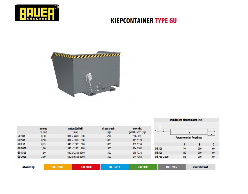 Kiepcontainer GU 2000 Ral 5012 | DKMTools - DKM Tools
