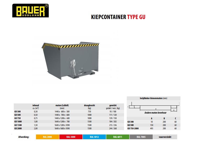 Kiepcontainer GU 2000 vuurverzink | DKMTools - DKM Tools