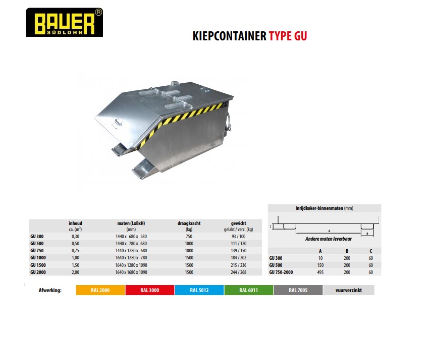 Kiepcontainer GU 300 Ral 3000 | DKMTools - DKM Tools