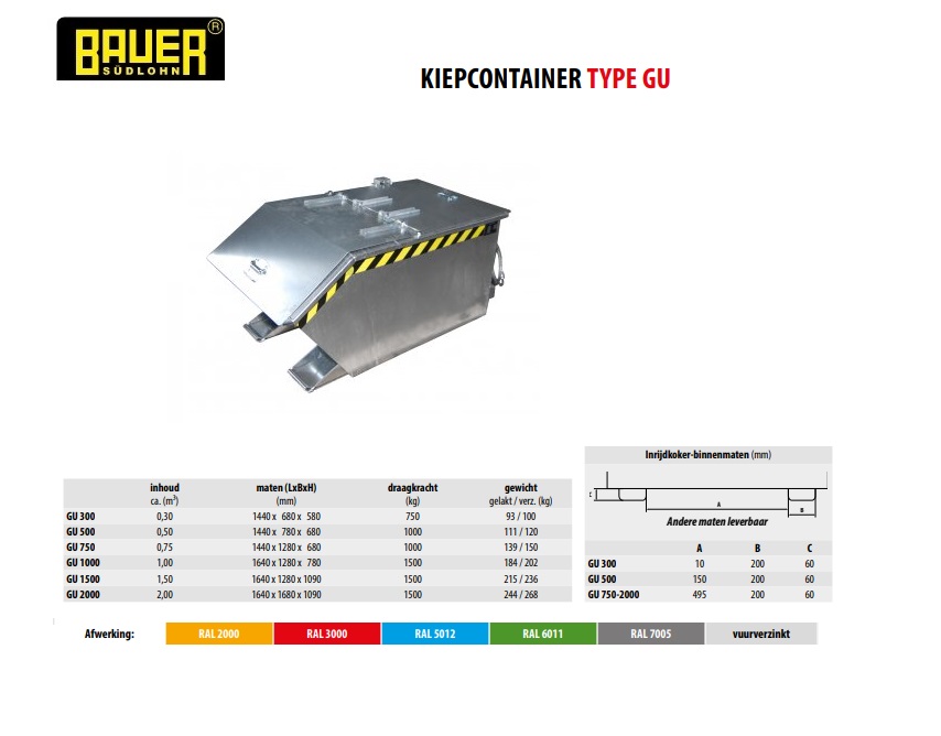 Kiepcontainer GU 300 Ral 2000 | DKMTools - DKM Tools