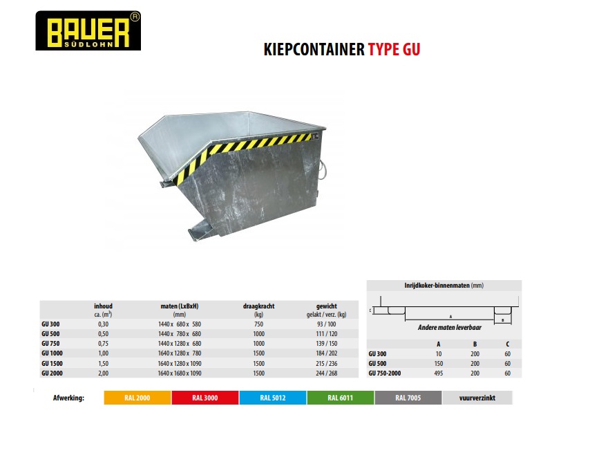 Kiepcontainer GU 1000 Ral 5012 | DKMTools - DKM Tools