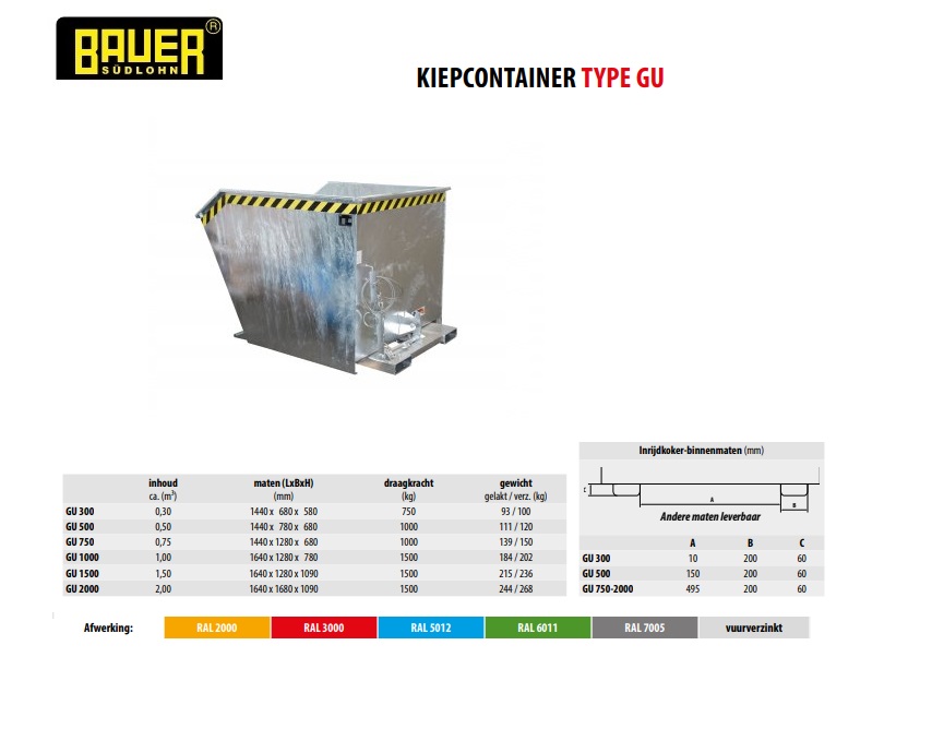 Kiepcontainer GU 1500 vuurverzink