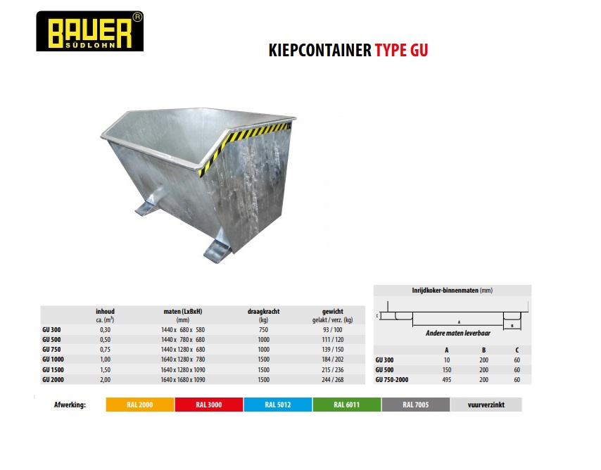 Kiepcontainer GU 2000 Ral 5012 | DKMTools - DKM Tools