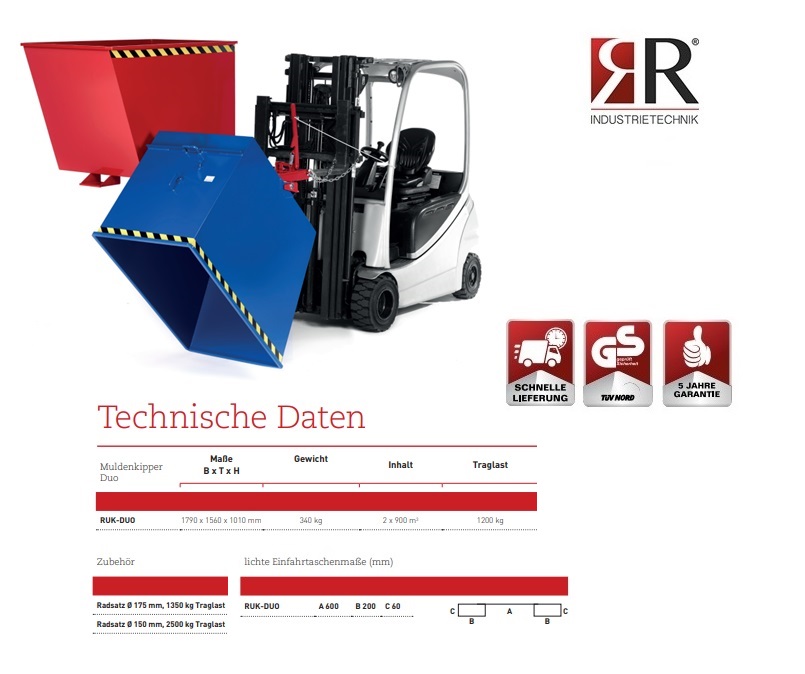 Kiepcontainer Typ RUK-duo RAL5010/3000