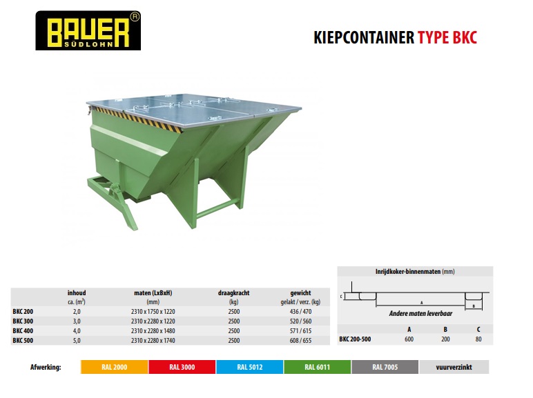 Volumecontainer BKC 200 Ral 6011