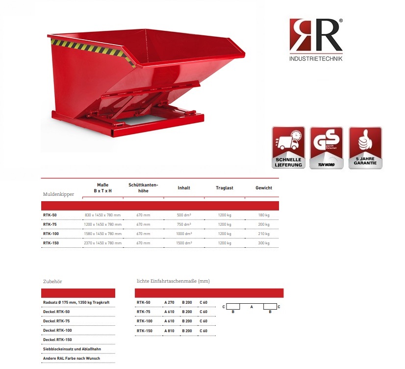 Kiepcontainer RTK-50 RAL 3000