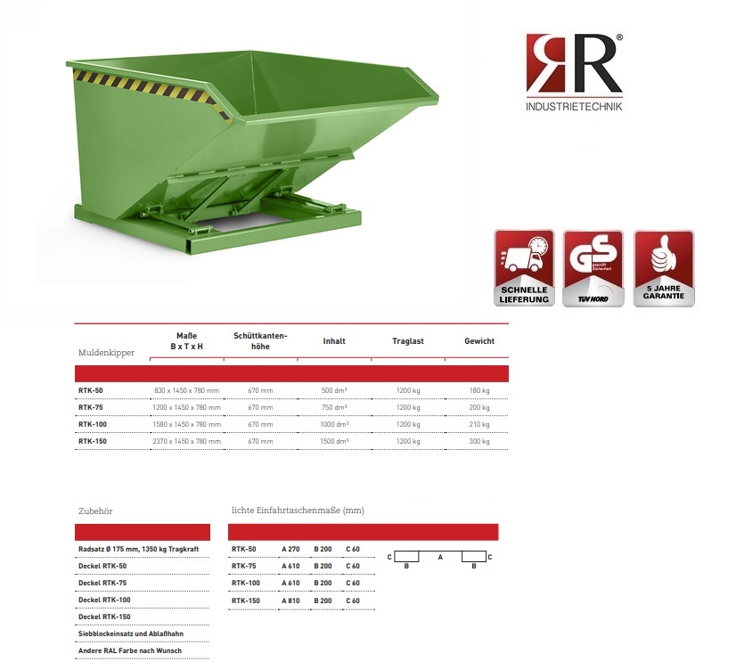 Kiepcontainer RTK-50 RAL 6011