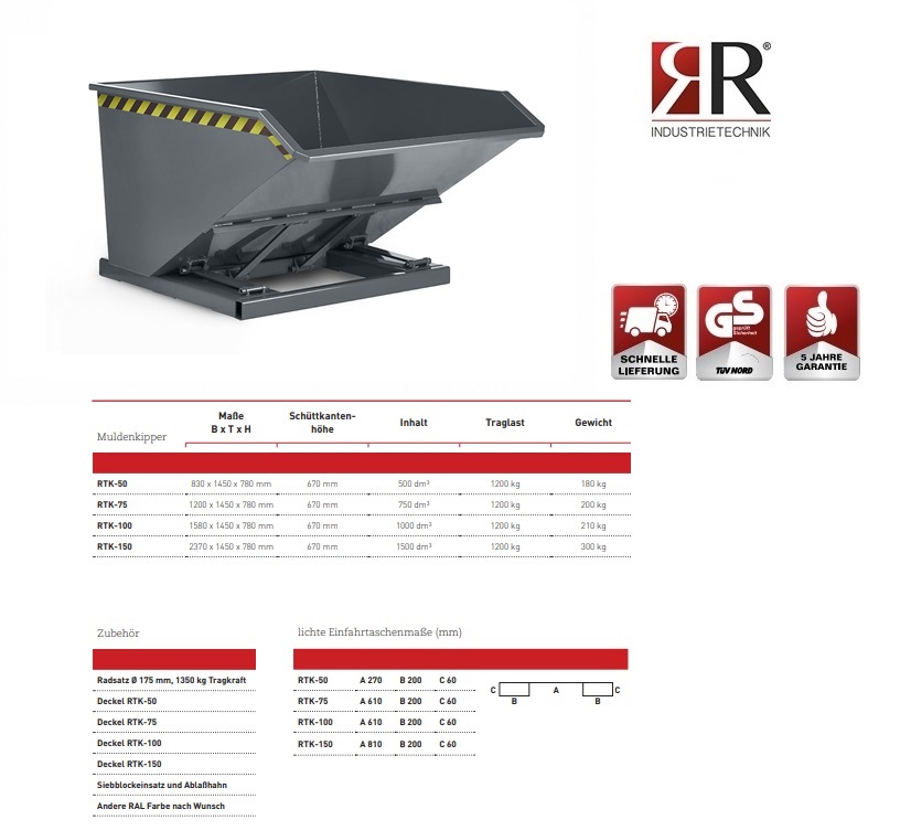 Kiepcontainer RTK-50 RAL 7005