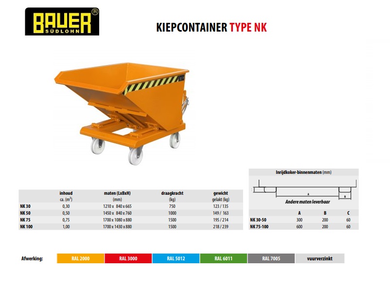 Kiepcontainer NK 30 Ral 3000 | DKMTools - DKM Tools